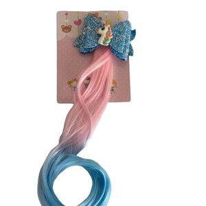 Unicorn Hair Clip with Pink and Blue Extensions